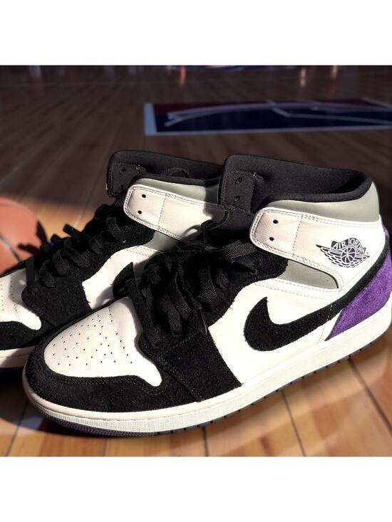 Men\'s 11.5 NIKE AIR JORDAN 1 Mid SE Varsity Purple Leather Sneakers EUC With COA main image 13